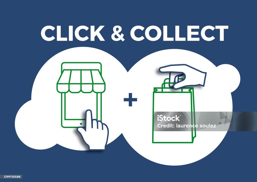 click an collect illustration representing click and collect for traders, restaurants, libaraires... Click and Collect Stock Photo