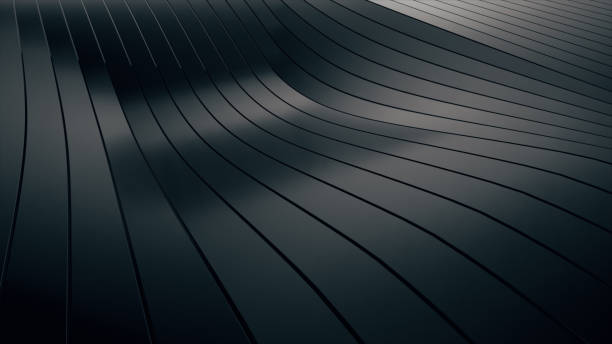 istock Abstract background with black wavy stripes. Abstract cut paper stripes. Modern black background template for documents, reports and presentations. Sci-fi futuristic. 3d illustration 1299751165