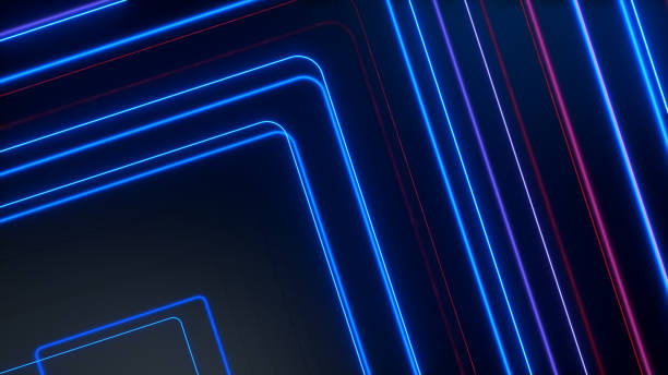istock Blue red glowing neon lines abstract tech futuristic motion background. 3d illustration 1299751809