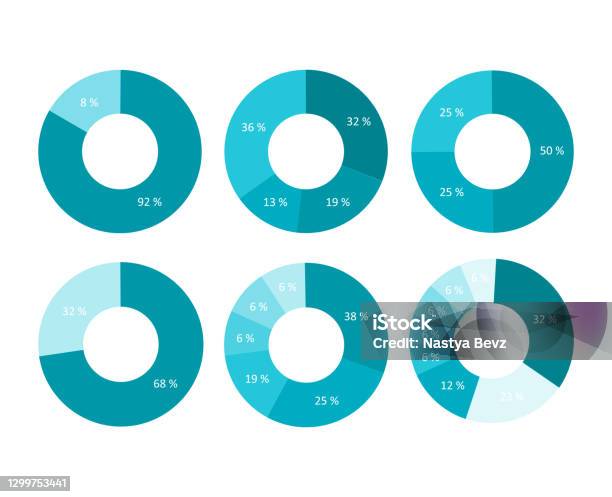 Round Shape Chart Work Examples Round Chart Wheel Set Circle Section Vector Flat Illustration Template ...