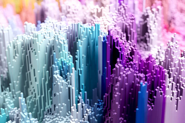 istock Sci - Fi, Voxel colourful abstract background Business  and technology concept. Illuminated cubes 3D render. Business  and technology concept background 1299753780