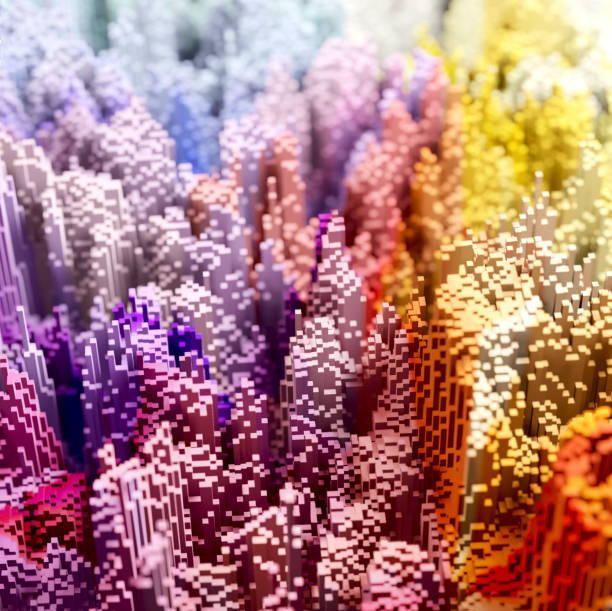 istock Sci - Fi, Voxel colourful abstract background Business  and technology concept. Illuminated cubes 3D render. Business  and technology concept background 1299754145