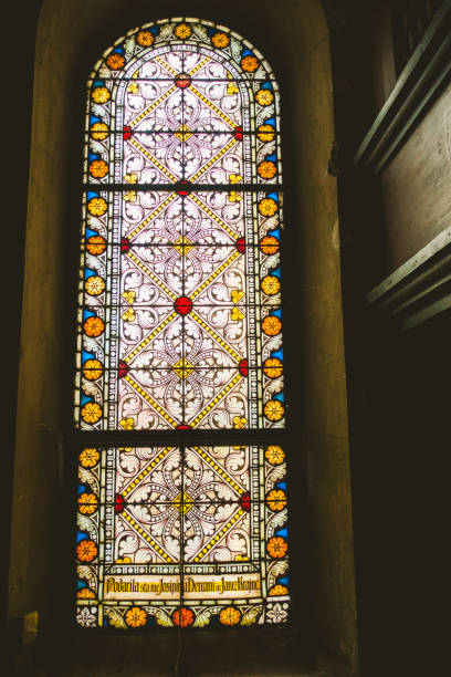 Stained glass window in church