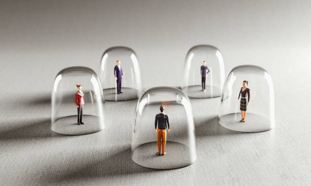 istock People meet from behind glassy protection. Social distancing 1299755464