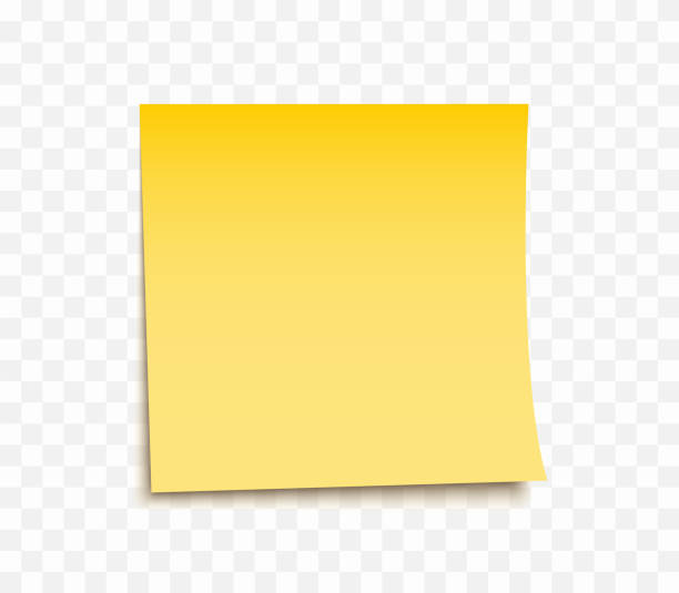 노트 용지의 노란색 시트. 그림자가 있는 스티커 메모. 메시지에 대한 사실적인 종이 스티커. 광고 및 홍보를 위한 디자인 요소. - adhesive note note pad paper yellow stock illustrations