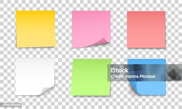 노트 용지 세트의 컬러 시트 컬과 그림자가 있는 끈적끈적한 노트 컬렉션 메시지에 대한 사실적인 종이 스티커 광고 및 홍보를 위한 디자인 요소 접착식 메모지에 대한 스톡 벡터 아트 및 기타 이미지