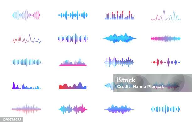 Sound Waves Set Modern Sound Equalizer Radio Wave Icons Volume Level Symbols Music Frequency Abstract Digital Equalizers For Music App Vector Illustration Stock Illustration - Download Image Now