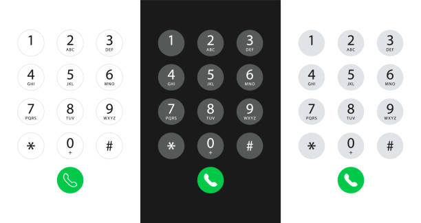 smartphone-zifferblatt-tastatur mit zahlen und buchstaben. schnittstellentastatur für touchscreen-gerät. wählen von nummern telefon auf dem bildschirm. handy-tastatur-design. vektor-illustration. - numeric pad stock-grafiken, -clipart, -cartoons und -symbole