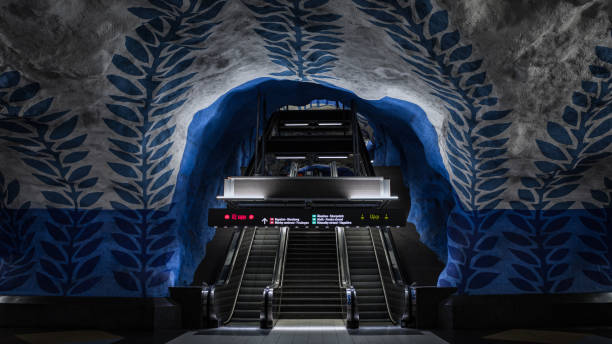 istock View of artistically decorated escalators in an underground station 1299759565