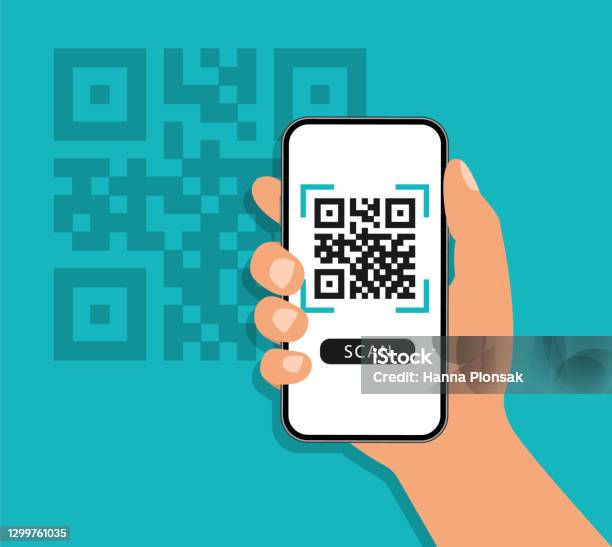 Qr 코드는 스마트폰으로 스캔합니다 지불을 위한 Qr 코드입니다 휴대 전화 스캔 Qr 코드 확인 벡터 그림입니다 QR코드에 대한 스톡 벡터 아트 및 기타 이미지