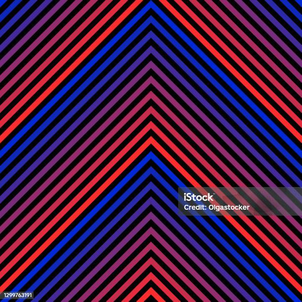 Neon Chevron Pattern Vector Geometric Seamless Pattern With Colorful Neon Lines Stripes ...