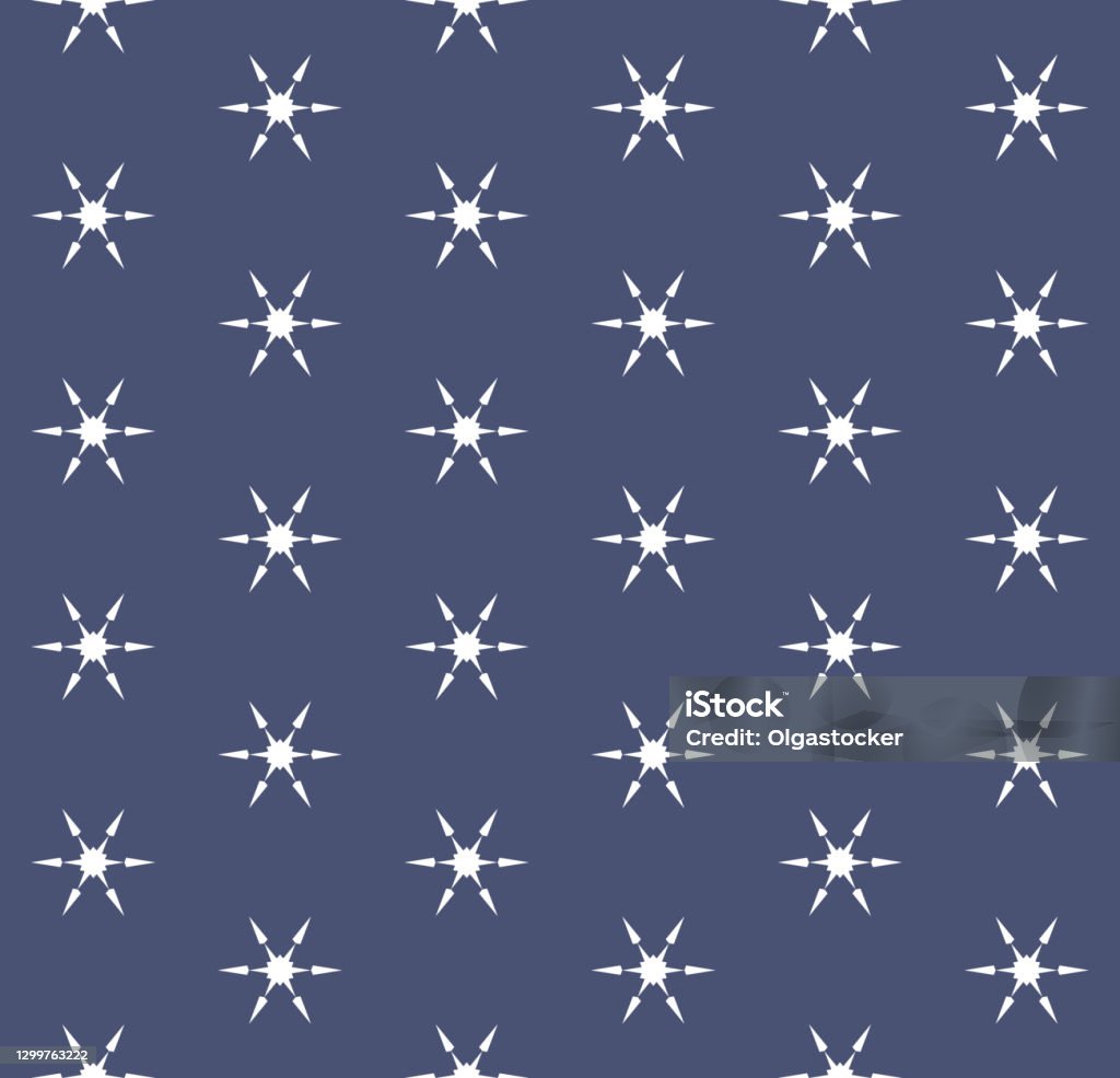 Snowflakes Seamless Pattern Vector Abstract White And Blue Geometric