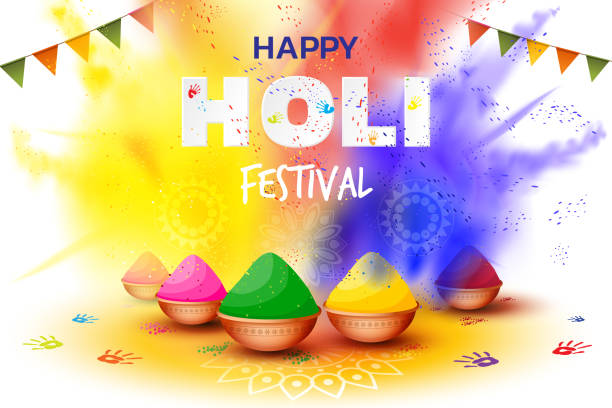 Happy Holi Festival Realistic holi festival illustration holi stock illustrations