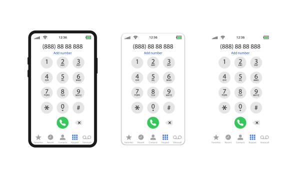 ilustrações de stock, clip art, desenhos animados e ícones de smartphone dial keypad design. keyboard template in touchscreen device. user keypad with numbers and letters for phone. keypad on smartphone screen. mobile phone numbers panel. vector illustration. - padding