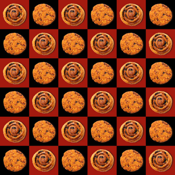 Seamless pattern of Cinnamon rolls and Vada (Vade) background