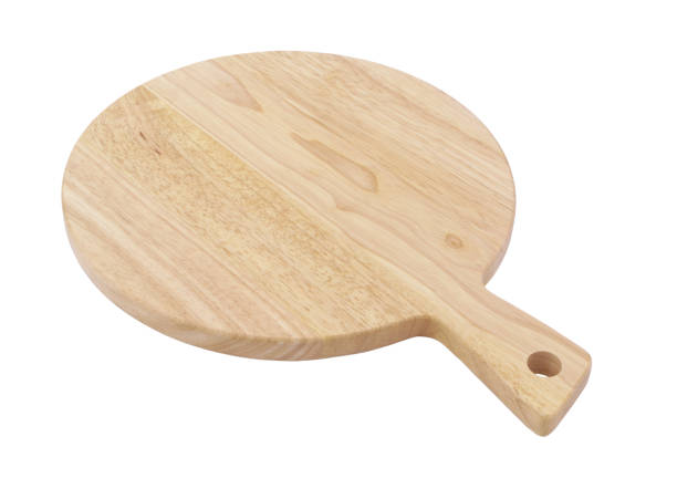 istock Round wooden cutting board isolated on white 1299765537