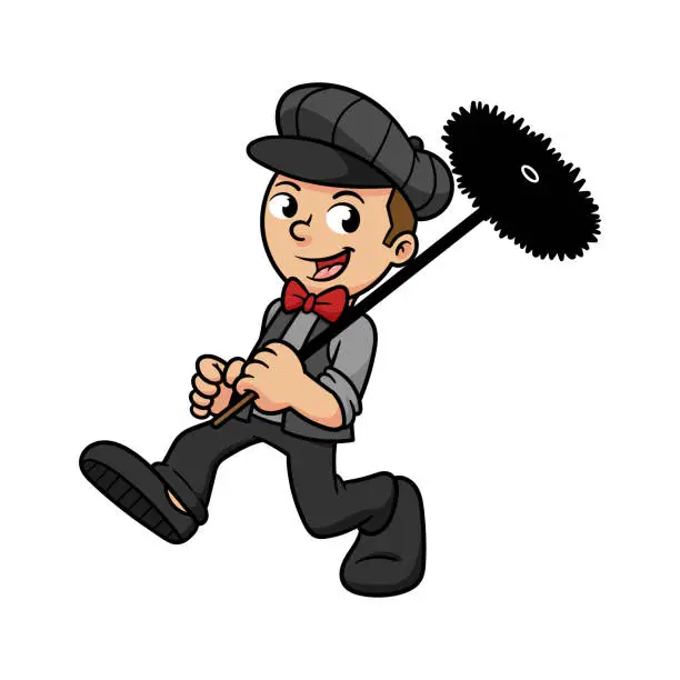 Vector illustration of Cartoon Chimney Sweep Character Illustration