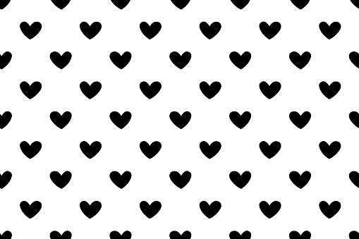 Seamless abstract pattern of small black hearts. Background, texture for textile, wrapping paper, Valentines day.