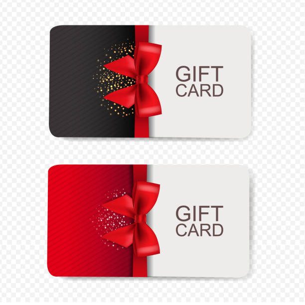 Two Gift Cards Set Isolated Transparent Background Two Gift Cards Set Isolated Transparent Background With Gradient Mesh, Vector Illustration gift tag note stock illustrations