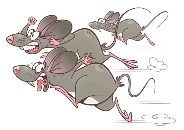 Vector illustration of Mice running away