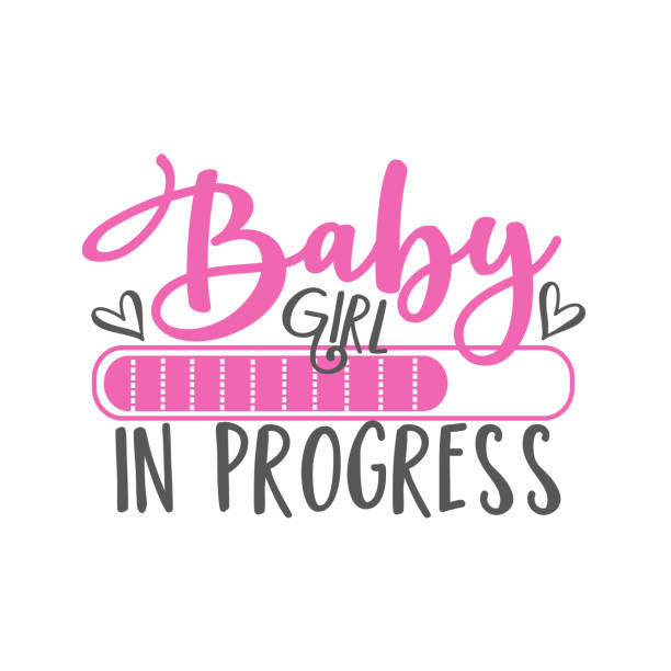 Baby Girl In Progress - Progress bar with inscription. Baby Girl In Progress - Progress bar with inscription. Vector illustration for t-shirt design, poster, card, baby shower decoration. funny pregnancy announcements stock illustrations