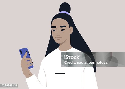 istock A young female Asian character using a mobile phone, millennial daily life 1299788418