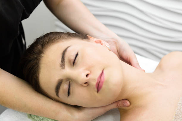 istock Scalp and hair roots massage for depression and fatigue 1299790527