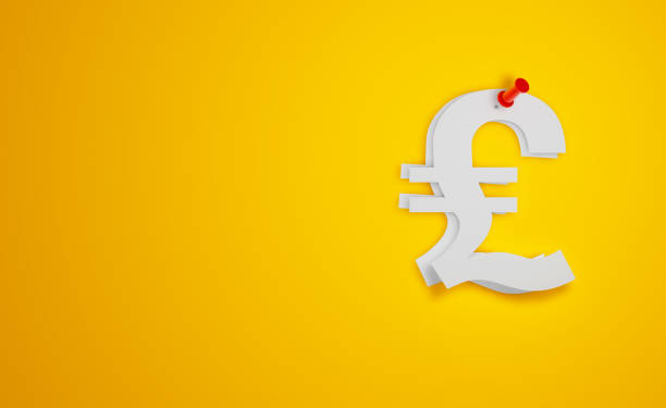 istock Pin Paper Pound Symbol on Yellow Background 1299790830