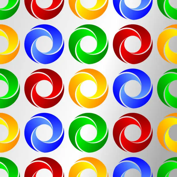 Vector illustration of Swirl doughnut shape in three colored separated segments