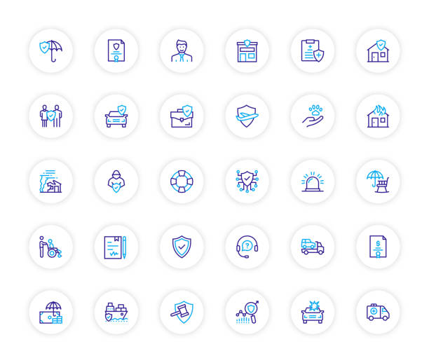 страхование и защита связанные иконы линии, наброски вектор символ иллюстрация. - insurance symbol computer icon car stock illustrations