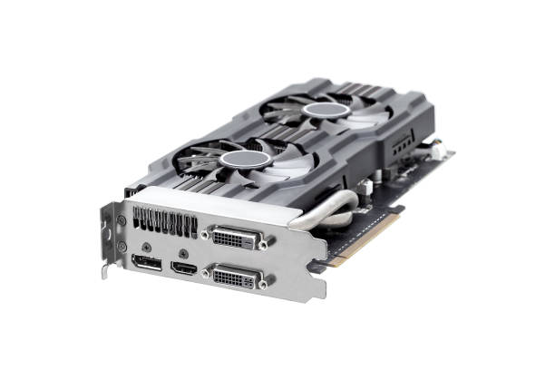 istock video card with connectors for connecting a monitor component of computer devices design with vga and hdmi connector, graphic gpu isolated on white background. 1299794815