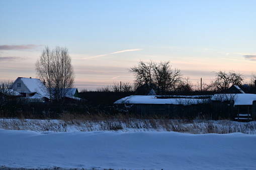 twilight in the countryside in winter