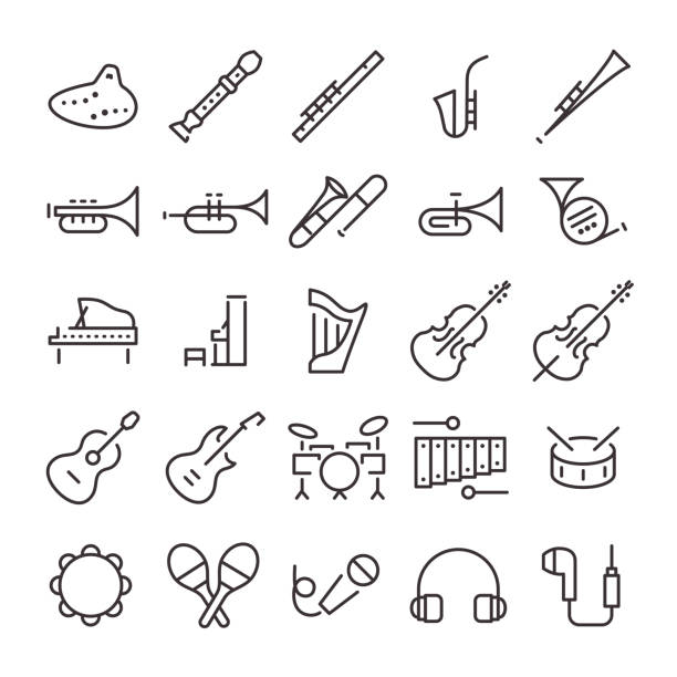 25 Icon Set No.20 25 Icon Set No.20 (Music) rattle drum stock illustrations