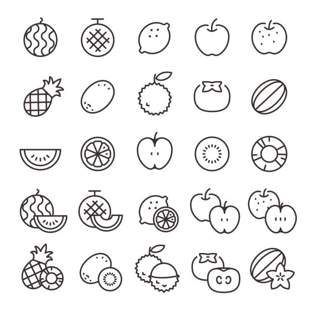 illustrazioni stock, clip art, cartoni animati e icone di tendenza di 25 set di icone n. 40 - starfruit