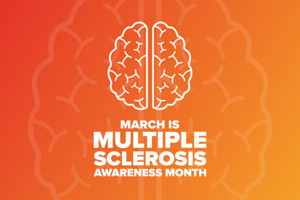 March is Multiple Sclerosis Awareness Month. Holiday concept. Template for background, banner, card, poster with text inscription. Vector EPS10 illustration. March is Multiple Sclerosis Awareness Month. Holiday concept. Template for background, banner, card, poster with text inscription. Vector EPS10 illustration sclerosis stock illustrations