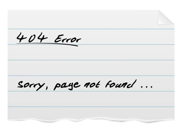 istock 404 error page template, torn piece of ruled paper with handwritten text 1299798785