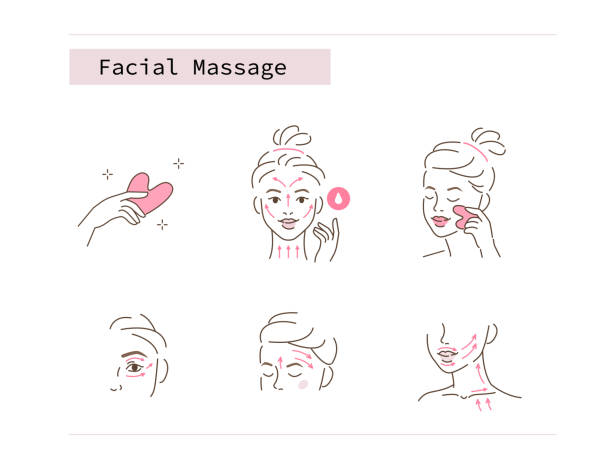 ilustrações, clipart, desenhos animados e ícones de massageador facial - spooning