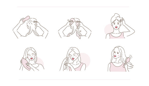 ilustrações, clipart, desenhos animados e ícones de cuidados com o cabelo - hair care illustrations