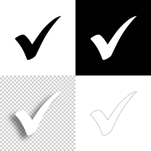 ilustraciones, imágenes clip art, dibujos animados e iconos de stock de marca de verificación. icono para el diseño. fondos en blanco, blanco y negro - icono de línea - check mark
