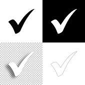 istock Check mark. Icon for design. Blank, white and black backgrounds - Line icon 1299806659