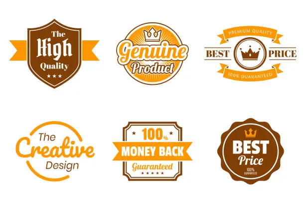 Vector illustration of Set of Orange Badges and Labels - Design Elements