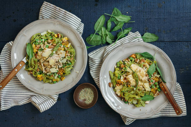 istock Leftover Turkey Green Pasta with Basil-Mint Pesto 1299807959