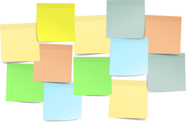 포스트노트 그룹 - thumbtack office supply multi colored three dimensional shape stock illustrations