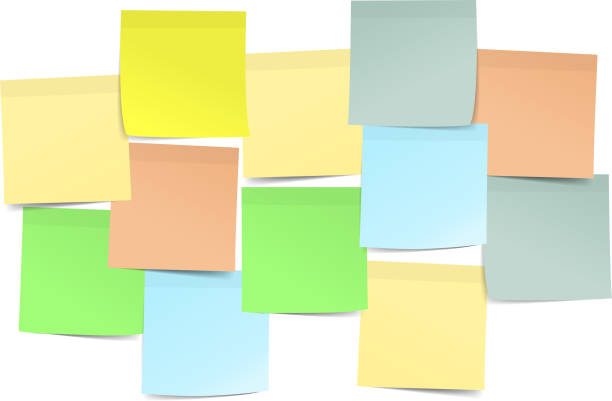 ilustrações de stock, clip art, desenhos animados e ícones de postit notes group - adhesive note letter thumbtack reminder