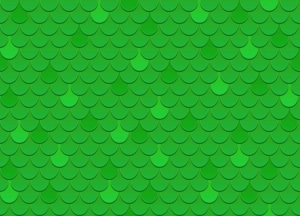 緑の屋根タイルのベクトルシームレスなパターン。緑の帯状疱疹屋根のテクスチャの背景。家のカバーのための緑の屋根のタイル。ベクターの図。 - roof tile tile geometric shape backgrounds点のイラスト素材／クリップアート素材／マンガ素材／アイコン素材
