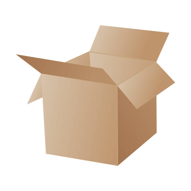 istock Box. Cardboard box mockup. Mail container. Brown recycling cardboard delivery box or postal parcel packaging, realistic vector illustration isolated on white background 1299817650