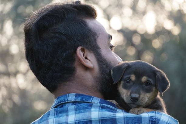 istock young boy with a cute puppy in park 1299818893