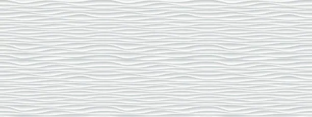 Vector illustration of Wall texture wave pattern, white paper background, vector modern seamless abstract decor with surface ripples, geometric cover decoration design