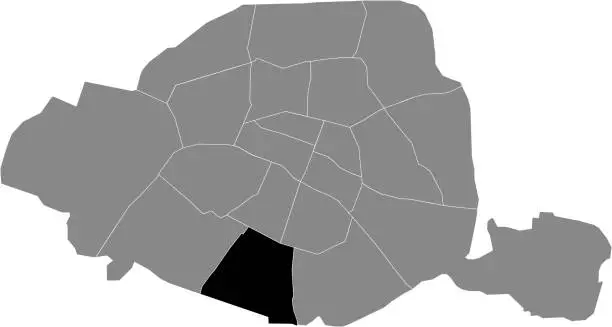 Vector illustration of Location map of the arrondissement de l'Observatoire, 14th arrondissement of Paris, France