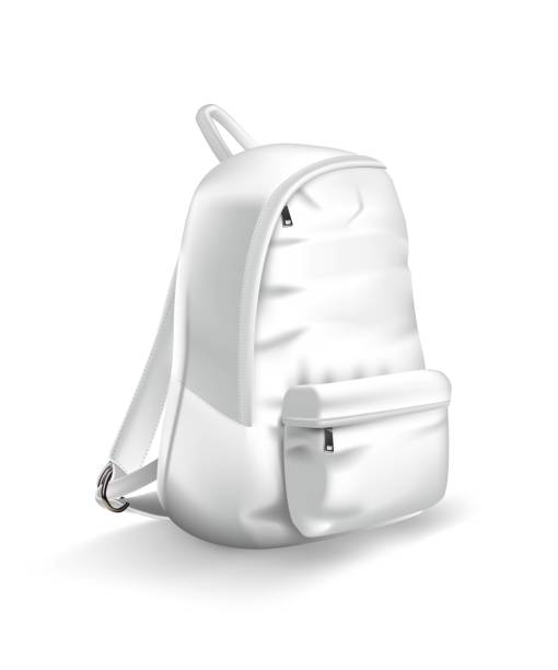 istock White backpack design. College or school rucksack mockup vector illustration. Realistic youth pack of fabric for study or sport with shadow 1299824449